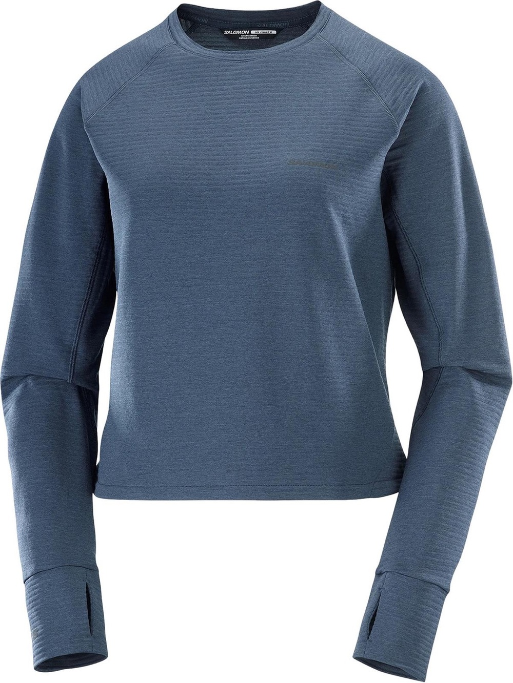 Salomon Blue Essential Lightwarm Moisture Wicking Fleece Longsleeve Crew Top